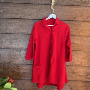 NWT Organic Cotton Deep Red Oversized Long Sleeve Tunic  M